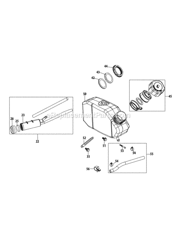 1_X_65Cu_Fuel_Tank Diagram and Parts List for 24A-02MP706 2013 MTD Lawn Mower