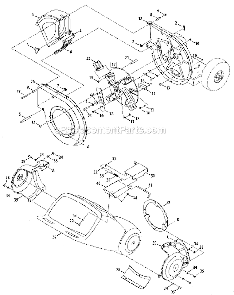 Hopper And Impeller Diagram and Parts List for 24A-452G729  MTD Chipper Shredder