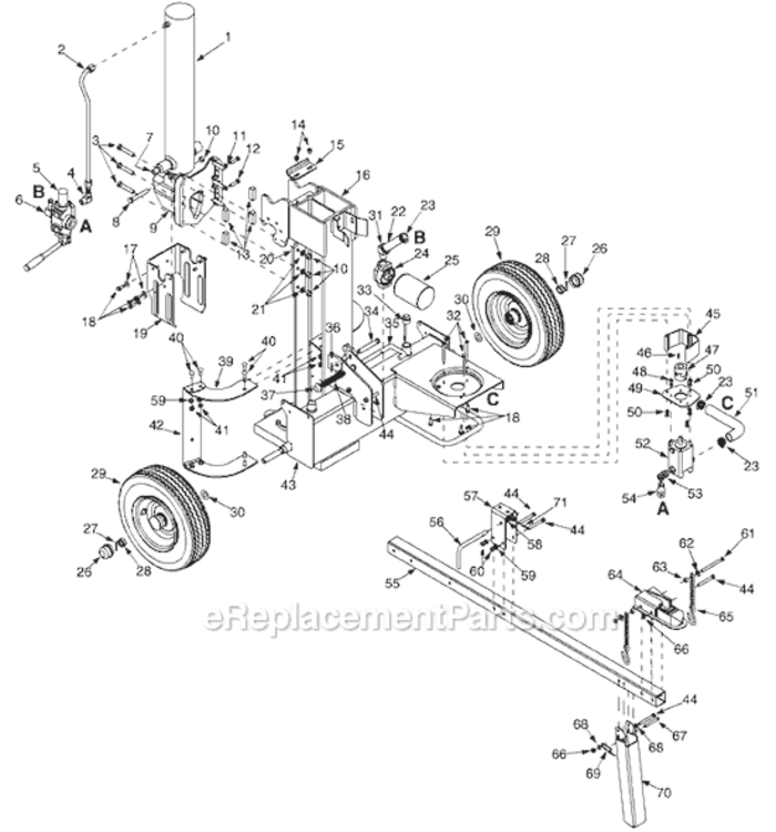 Page A Diagram and Parts List for 24AF510B300 2003 MTD Log Splitter