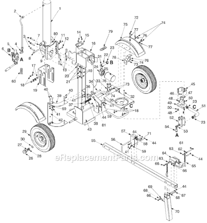 Page A Diagram and Parts List for 24AF510B722 2005 MTD Log Splitter