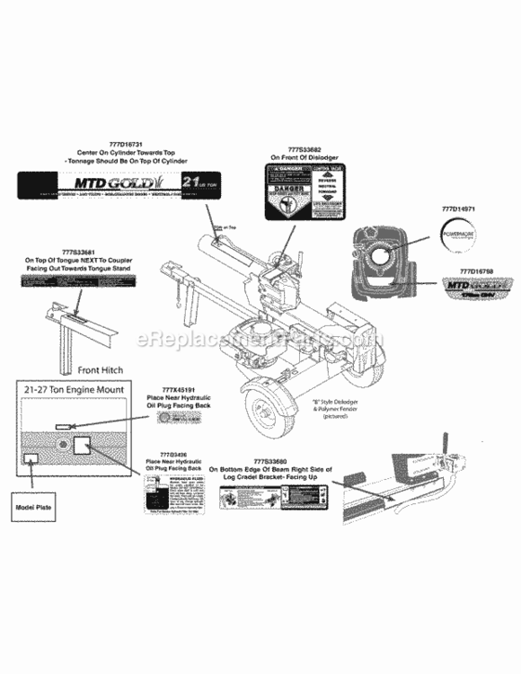 Page H Diagram and Parts List for 24BF51MM004 2011 MTD Log Splitter