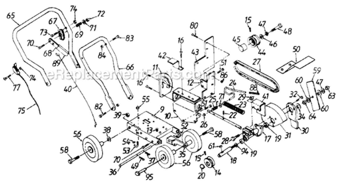 Page A Diagram and Parts List for 250-554-000 1990 MTD Edger
