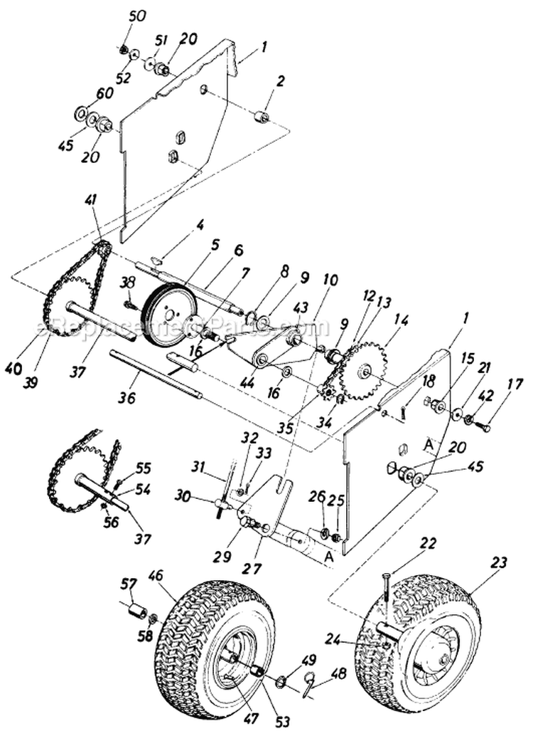 Page E Diagram and Parts List for 251-586-019/823-101 1991 MTD Edger