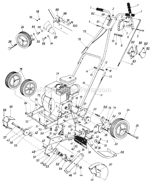 Page A Diagram and Parts List for 251586 1991 MTD Edger