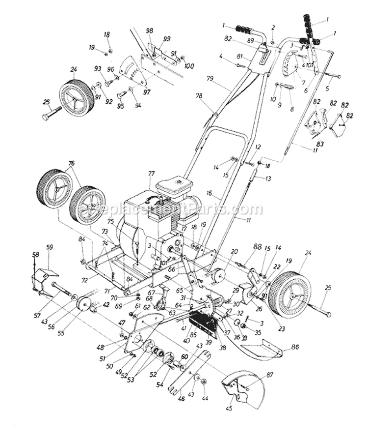 Page B Diagram and Parts List for 252-586-000 1992 MTD Edger