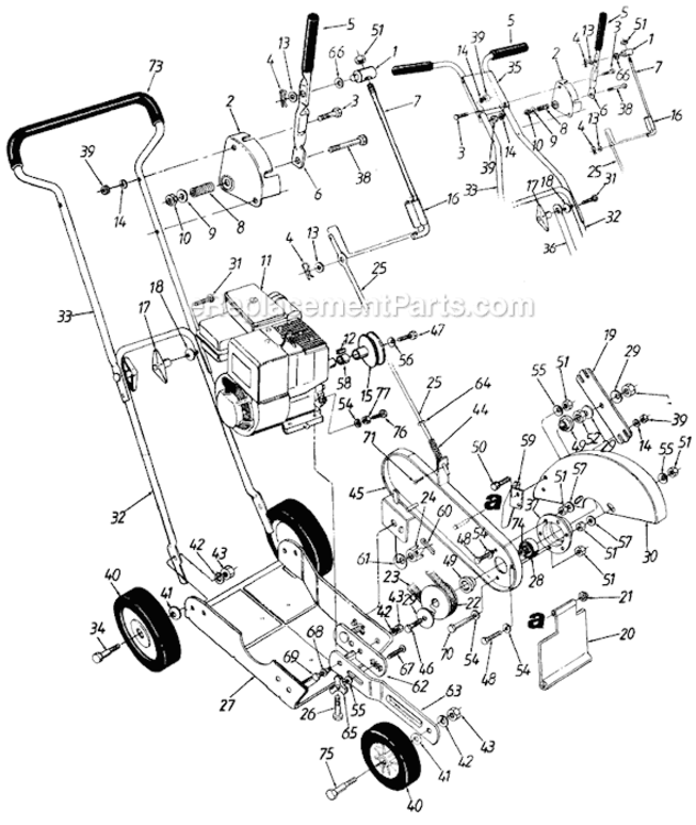Page A Diagram and Parts List for 255-556-019 1995 MTD Edger