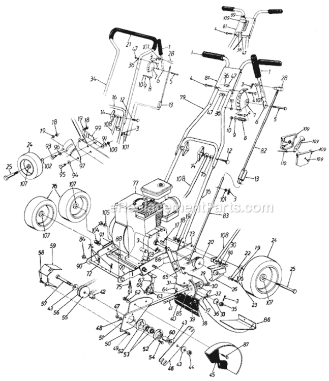 Page A Diagram and Parts List for 255-588-000 1995 MTD Edger