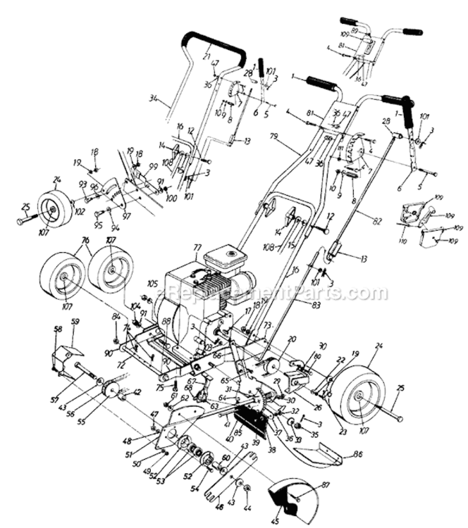 Page A Diagram and Parts List for 256-598-129 1996 MTD Edger