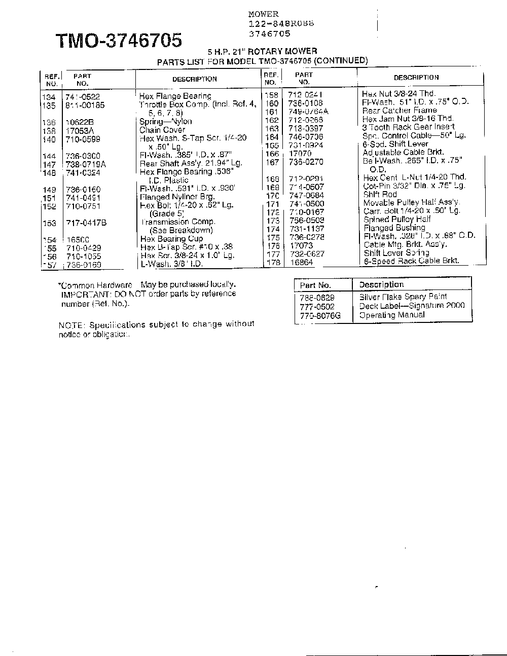 5hp 21" rotary mower page 3 Diagram and Parts List for 3746705  MTD Lawn Mower
