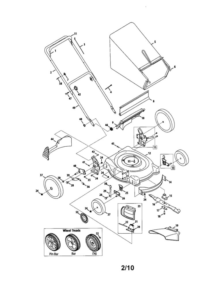 Lawn Mower 2 Diagram and Parts List for 540  MTD Lawn Mower