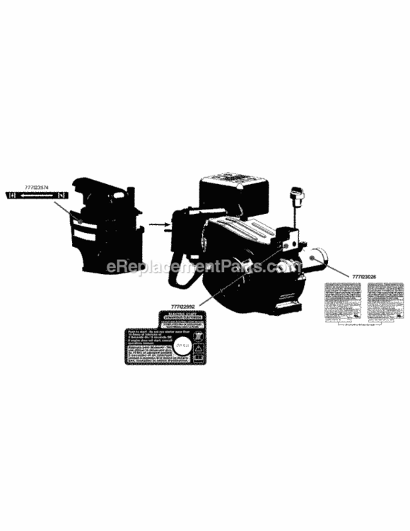 265-Ju-11_Label_Map Diagram and Parts List for 265-JU-11  MTD Engine