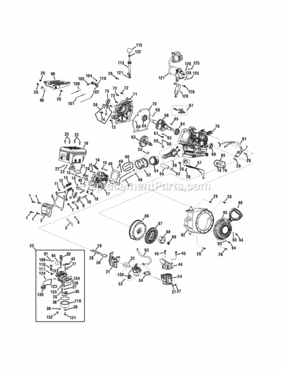 Engine_Assembly_265-Ju Diagram and Parts List for 265-JU  MTD Engine