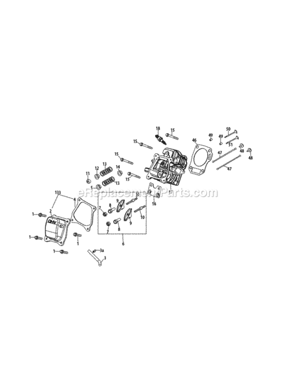 265-Su-11_Cylinder_Head Diagram and Parts List for 265-SU-11  MTD Engine