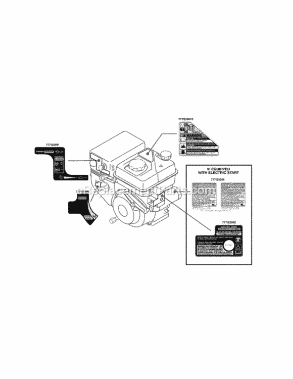 265-Su-11_Label_Map Diagram and Parts List for 265-SU-11  MTD Engine