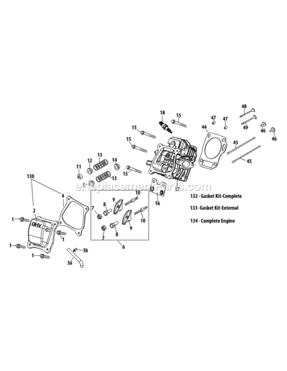 265-Sua_Cylinder_Head Diagram and Parts List for 265-SUA  MTD Engine
