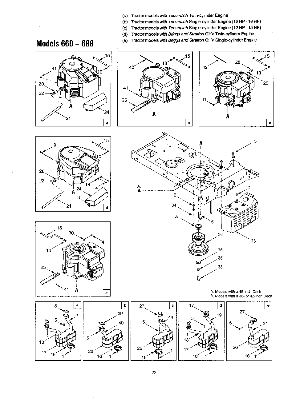 Engines/muffler Diagram and Parts List for 13AM660F700  MTD Lawn Tractor