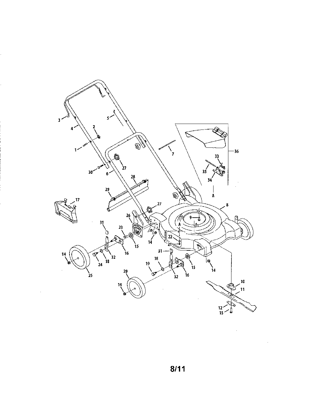 Lawn mower Diagram and Parts List for 11A-08JC031  MTD Lawn Mower