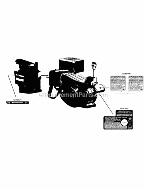 270-Ju_Label_Map Diagram and Parts List for 270-JU  MTD Engine