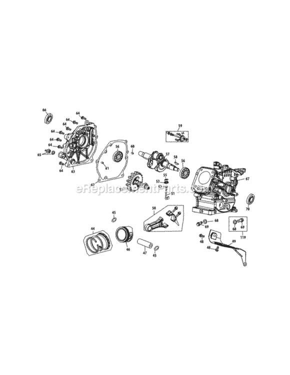 270-V0_Crankcase Diagram and Parts List for 270-V0  MTD Engine