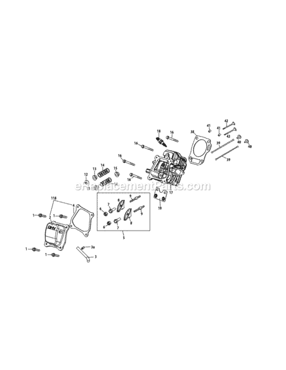 270-V0_Cylinder_Head Diagram and Parts List for 270-V0  MTD Engine