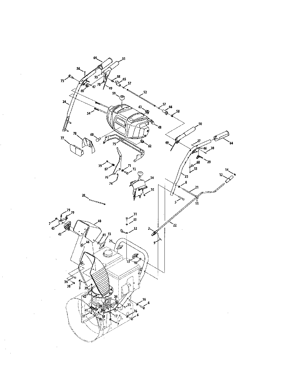 Handles/chute Diagram and Parts List for 31AH97SJ799  MTD Snow Blower
