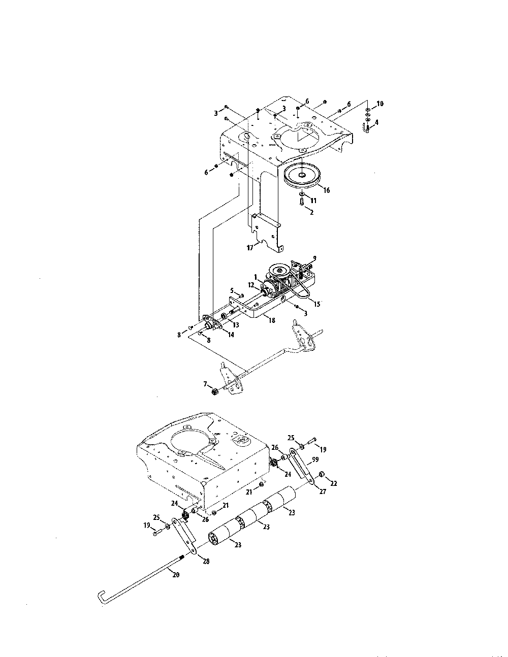 Transmission/axle bearing Diagram and Parts List for 12ABW35T799  MTD Lawn Mower
