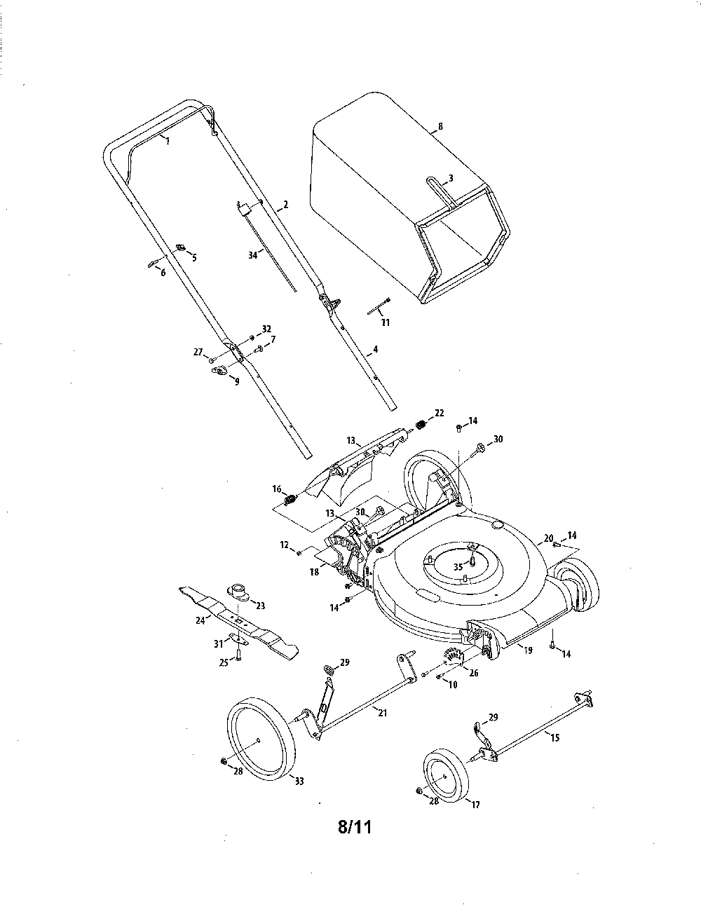 Lawn mower Diagram and Parts List for 11A-B16M029  MTD Lawn Mower