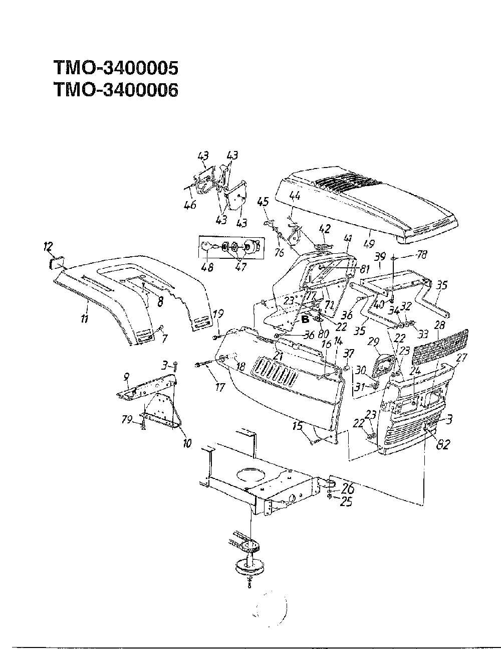 18hp 42"/46" lawn tractor Diagram and Parts List for 3400005  MTD Lawn Tractor