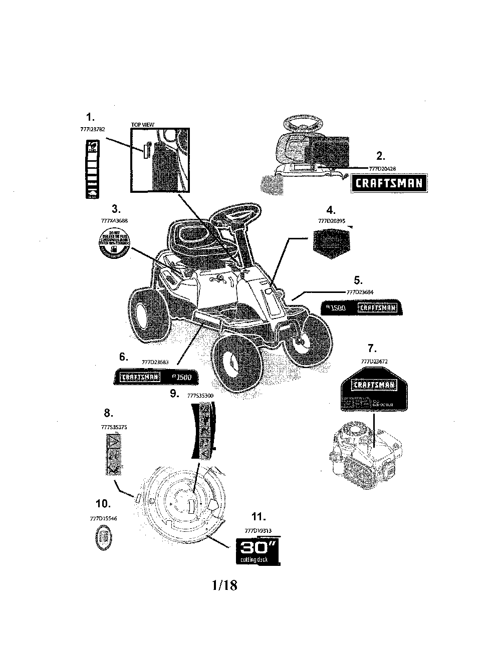 Decals Diagram and Parts List for 13A726JD299  MTD Lawn Tractor