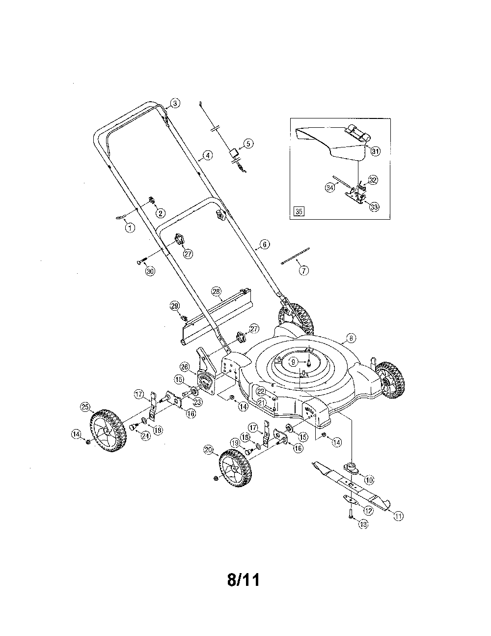 Lawn mower Diagram and Parts List for 11A-084D731  MTD Lawn Mower