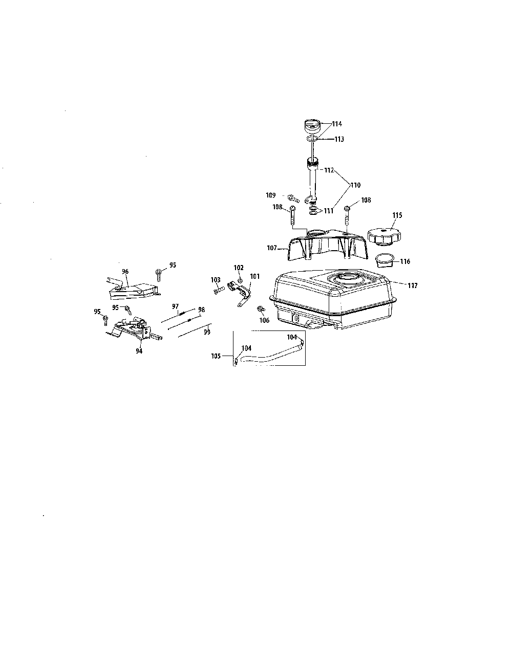 Fuel tank Diagram and Parts List for 31AS63TF799  MTD Snow Blower