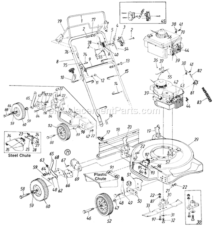 Page B Diagram and Parts List for 282R157 1989 MTD Lawn Mower