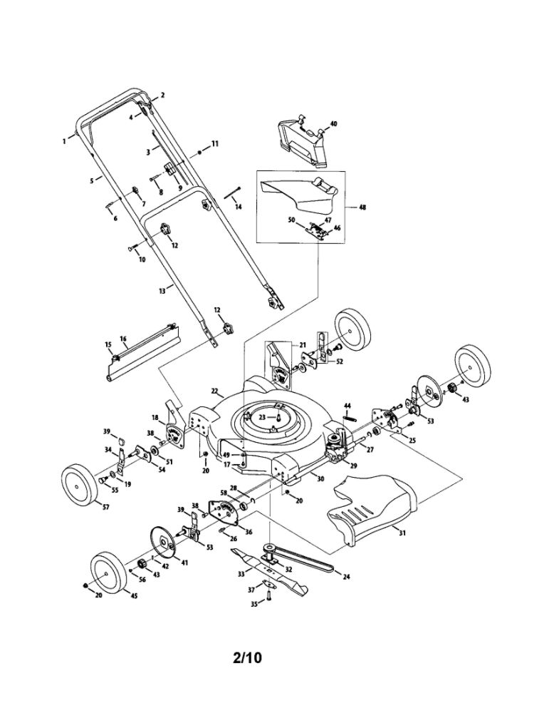 Lawn Mower Diagram and Parts List for 26J  MTD Lawn Mower
