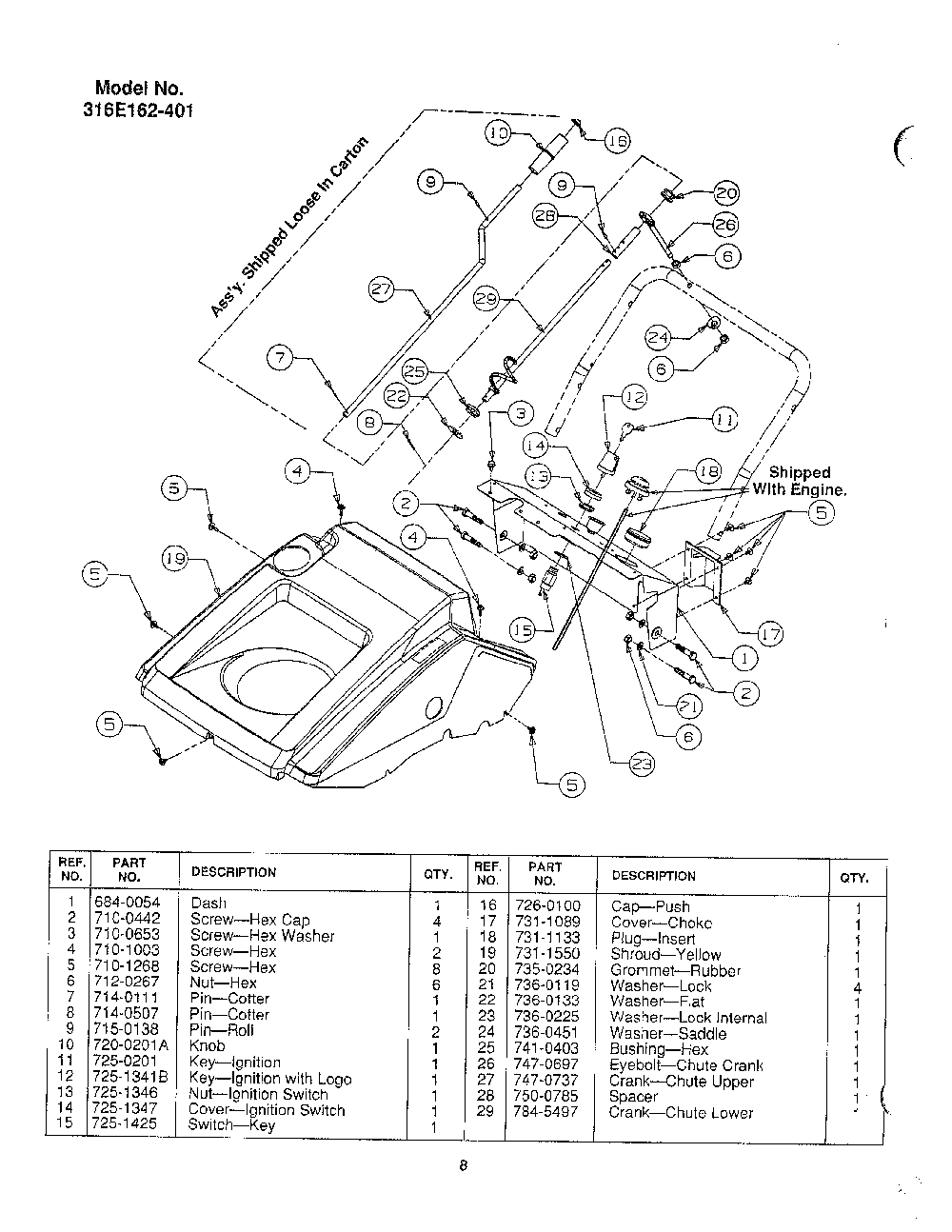 Snow thrower page 5 Diagram and Parts List for 316-140-000  MTD Snow Blower