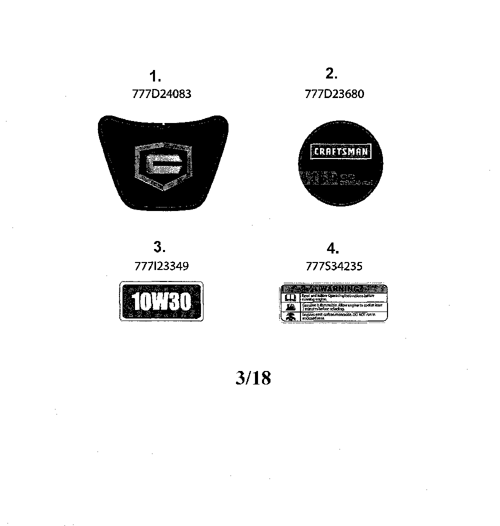Decals Diagram and Parts List for 12A-A2M5799  MTD Lawn Mower