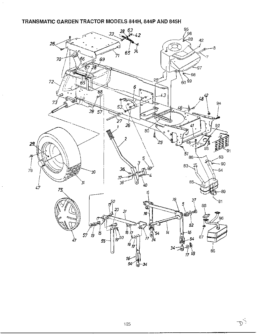 46" garden tracto-con't on card 36 page 14 Diagram and Parts List for 14AJ844H401  MTD Lawn Tractor