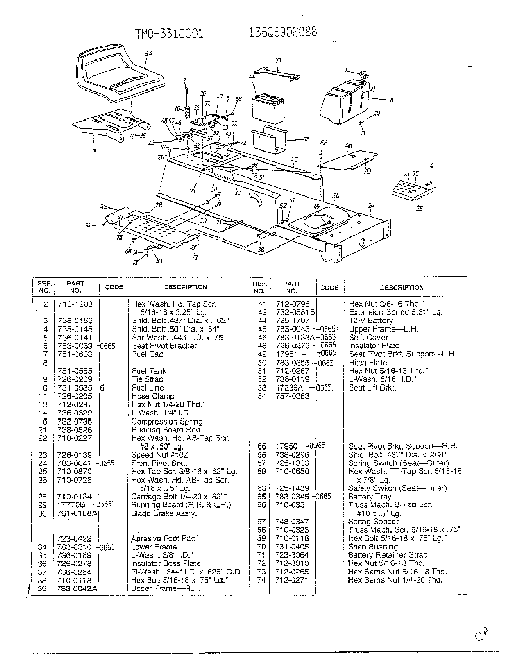 Wheel and tire chart page 2 Diagram and Parts List for 3310001  MTD Lawn Tractor