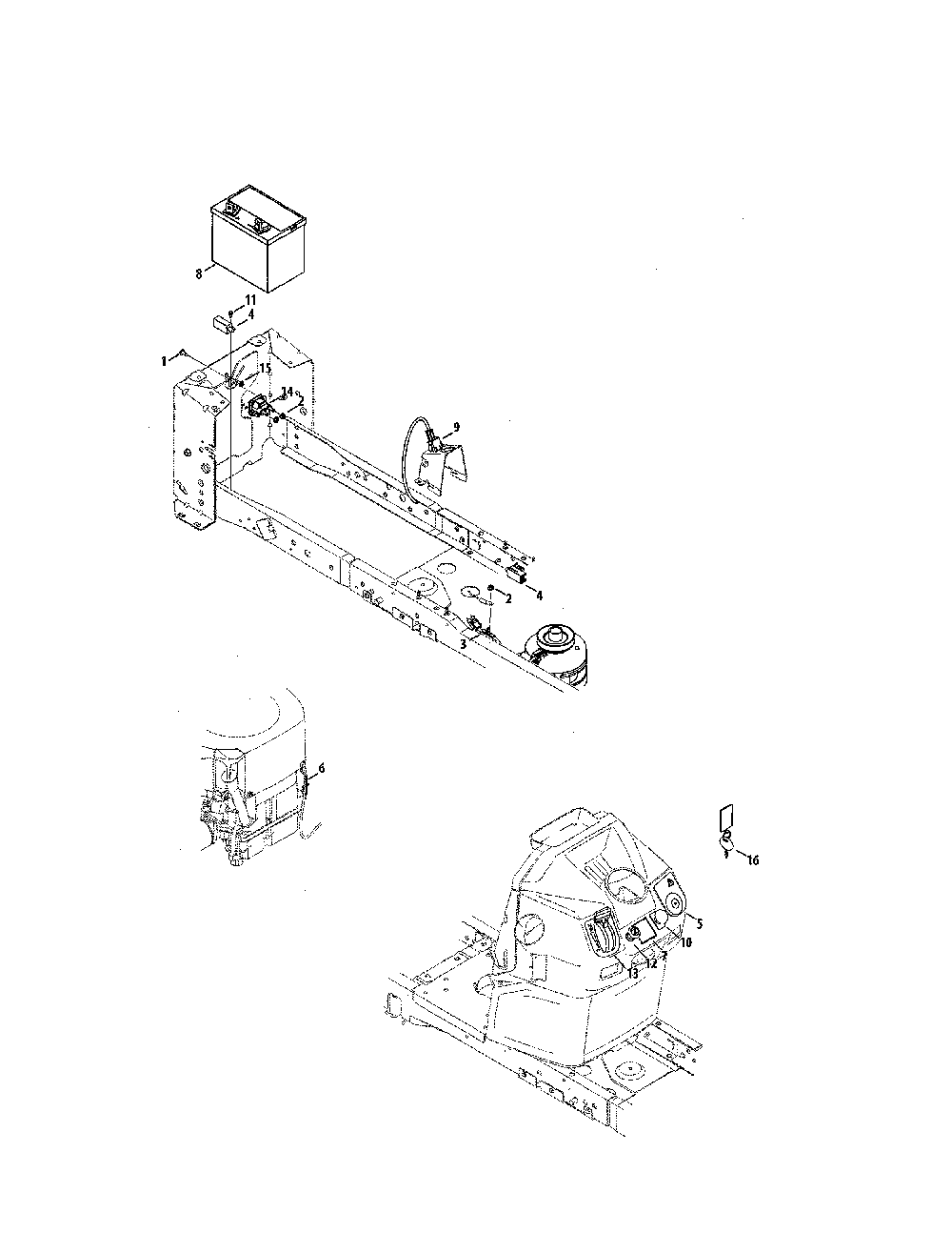 Battery/dash harness Diagram and Parts List for 14B7A3ZQ099  MTD Lawn Tractor