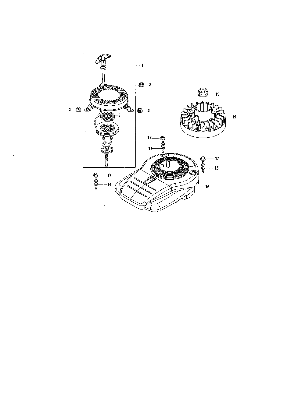 Flywheel & shroud Diagram and Parts List for 1P65B0B-1  MTD Engine