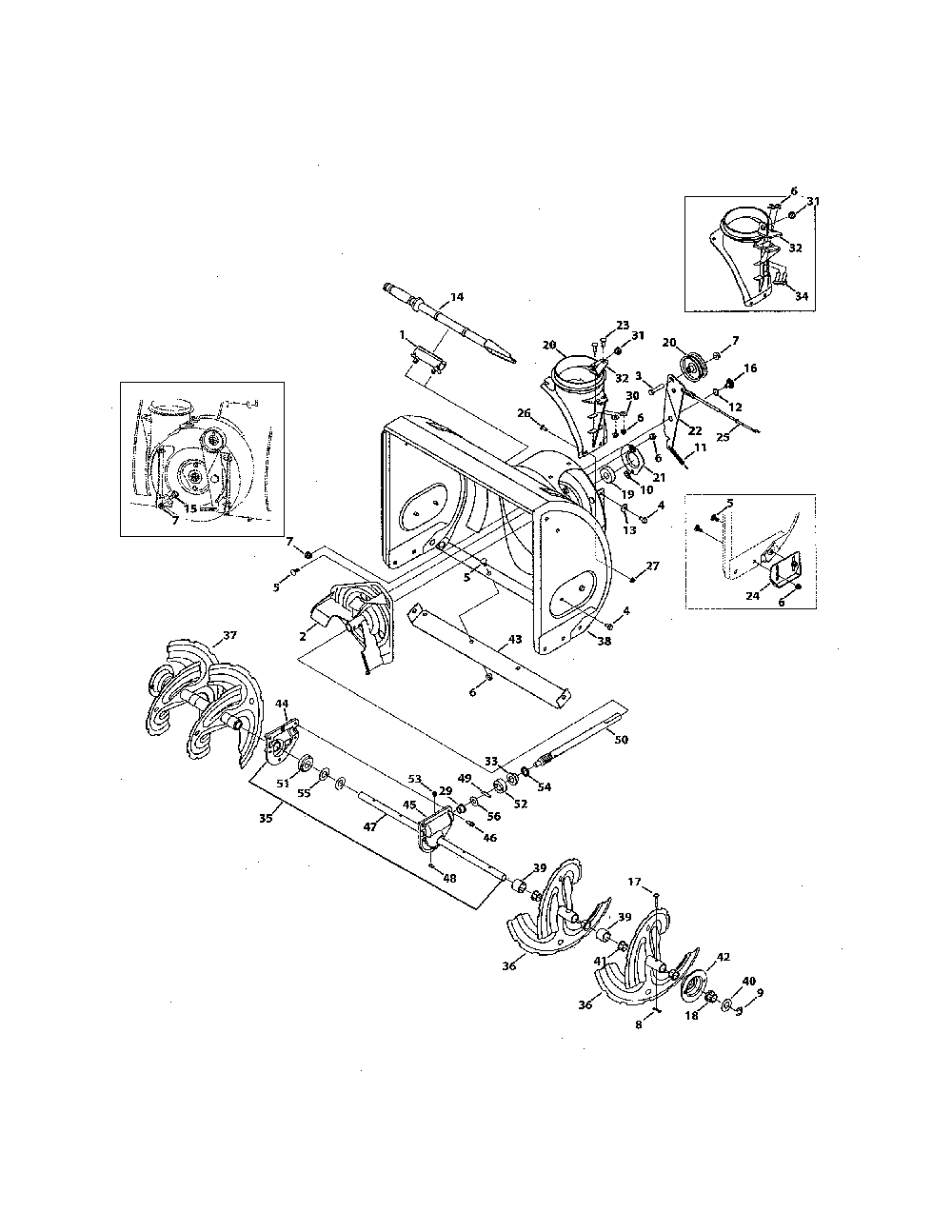 Auger & housing/impeller Diagram and Parts List for 31AS6AED799  MTD Snow Blower