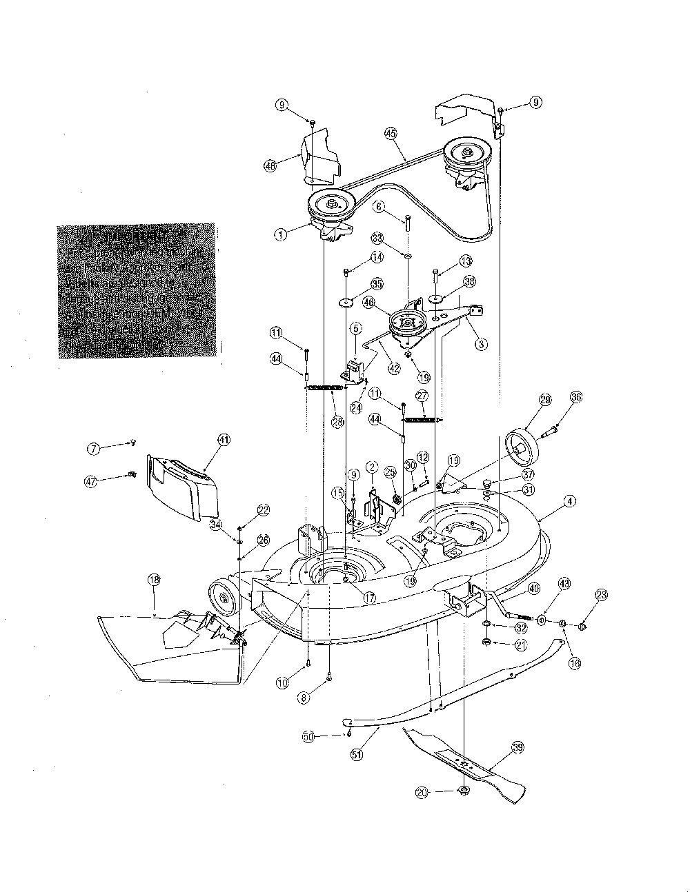 38" deck Diagram and Parts List for 13RN771H729  MTD Lawn Tractor