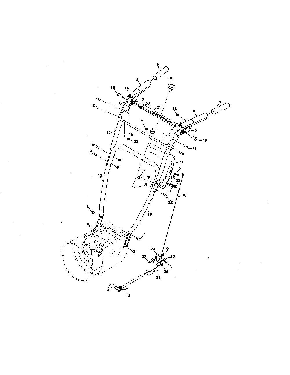 Upper & lower handles Diagram and Parts List for 31AS62ED799  MTD Snow Blower
