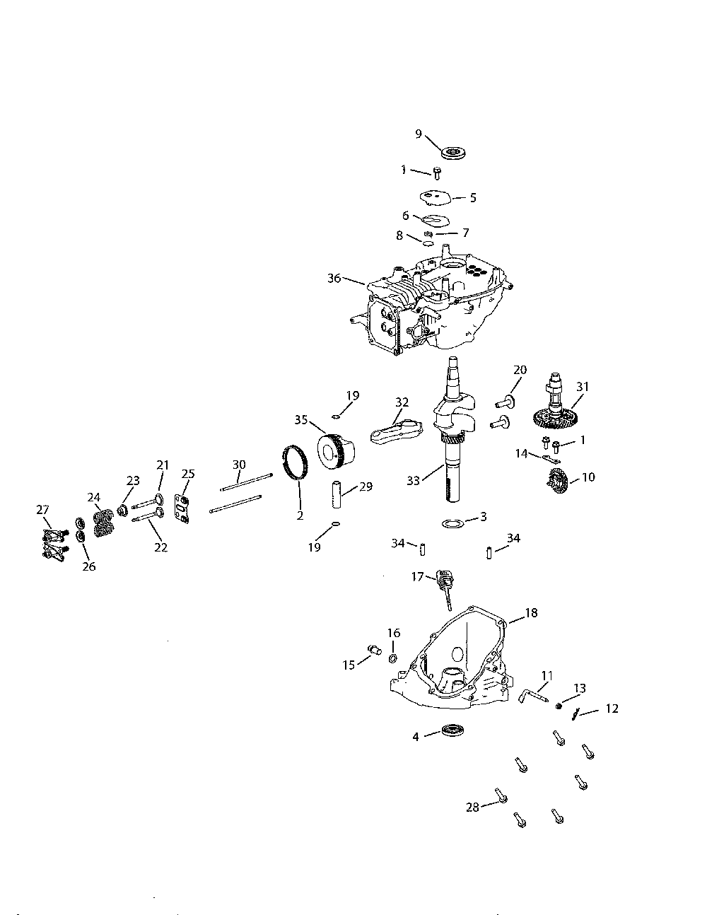 Short block assembly 651-05735 Diagram and Parts List for 11A-A0MA799  MTD Lawn Mower