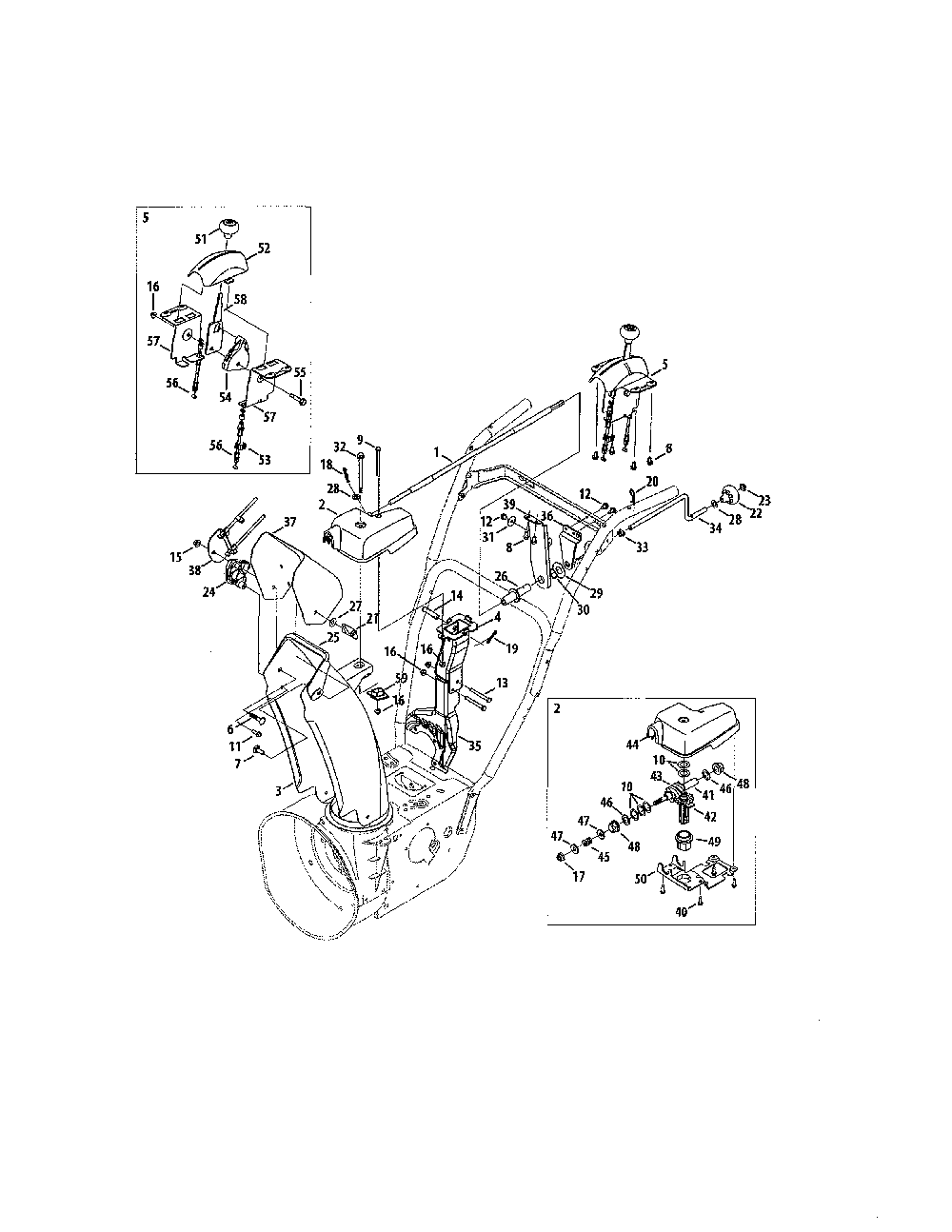 Chute rotation & control Diagram and Parts List for 31AH8DSH799  MTD Snow Blower