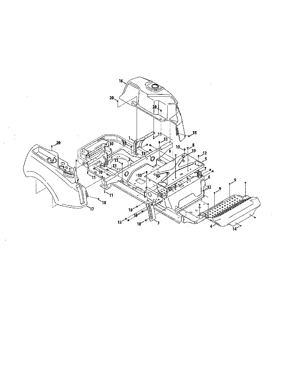 Console/floor board Diagram and Parts List for 17AKCACT099  MTD Lawn Mower