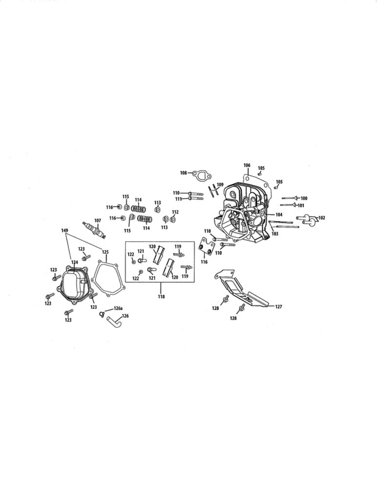 Rocker Arm/Cylinder Head Diagram and Parts List for 752Z483-SUA  MTD Engine
