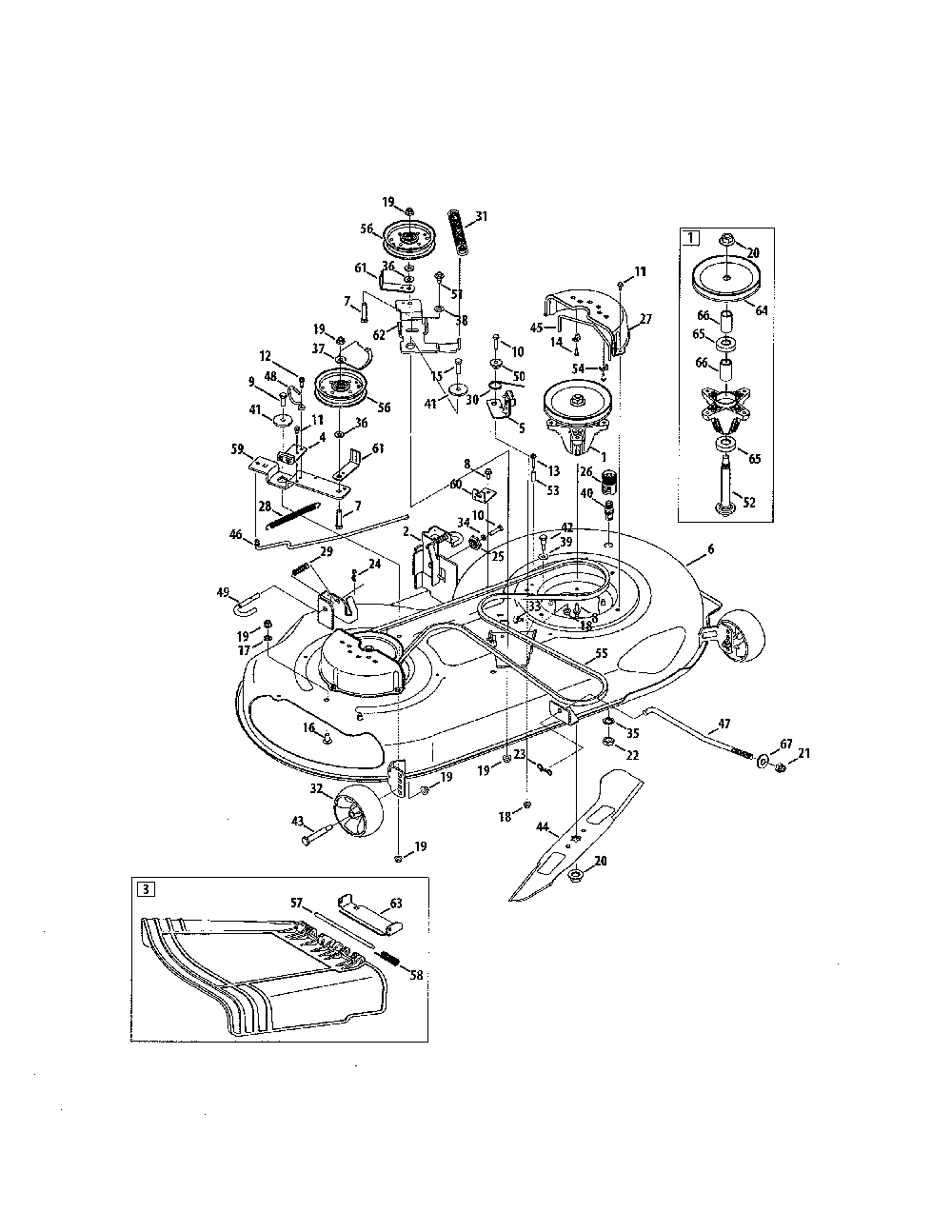 Deck/spindle pulley Diagram and Parts List for 13AL78ST299  MTD Lawn Tractor