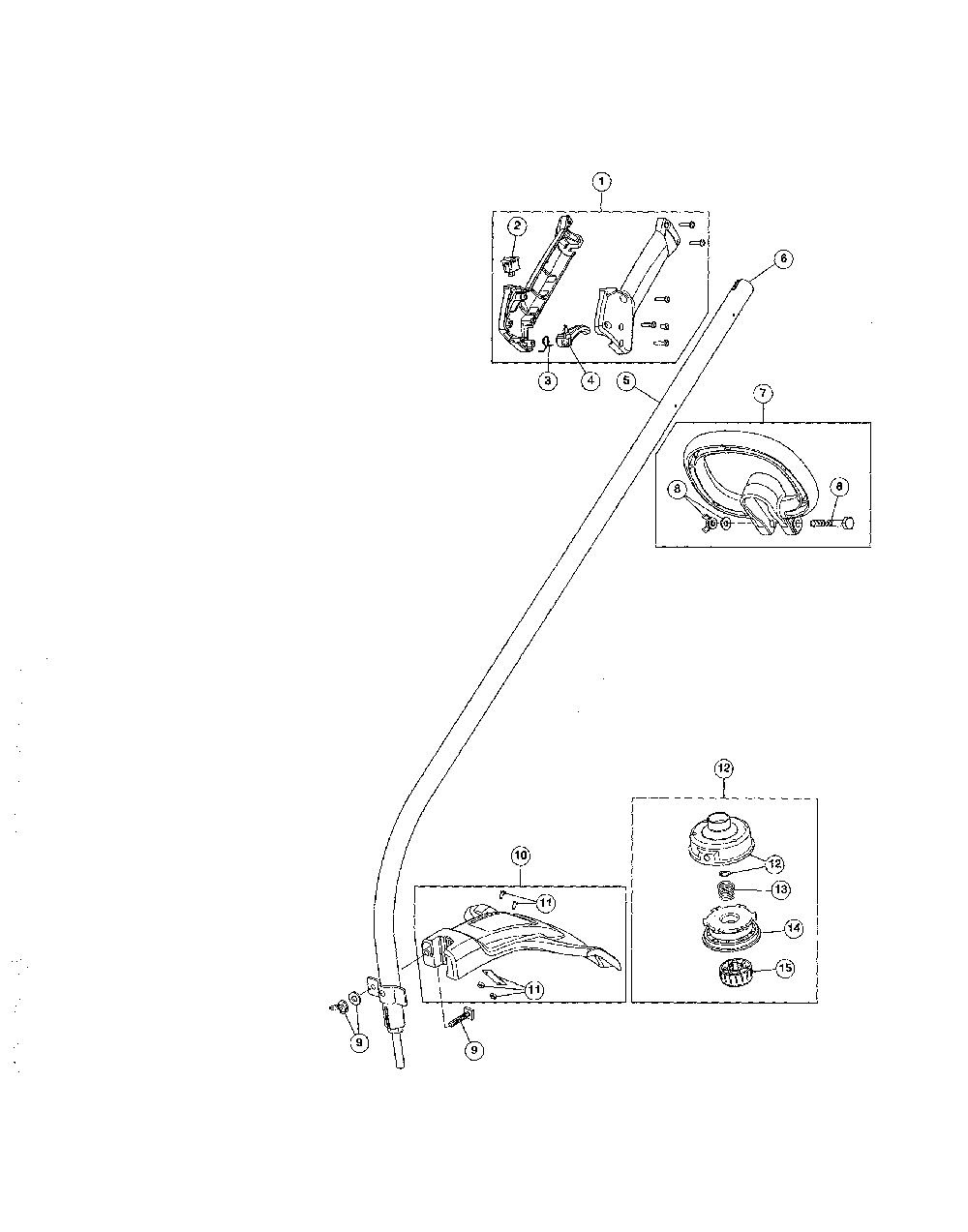 Driveshaft/shield/handle Diagram and Parts List for 41BD110G983  MTD Trimmer