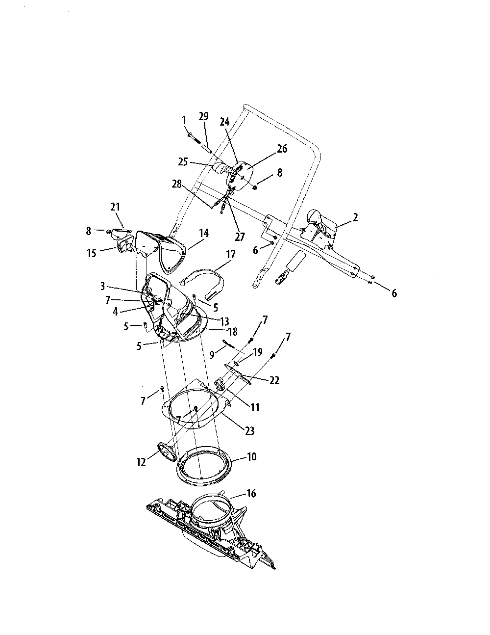 Chute Diagram and Parts List for 31AS2T6D799  MTD Snow Blower