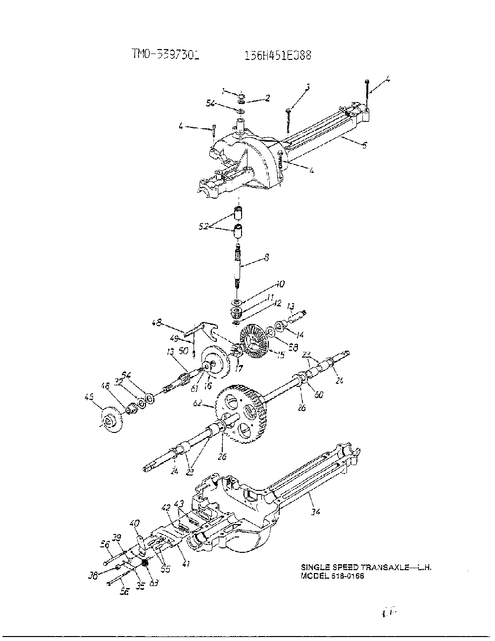 Single speed transaxle lh Diagram and Parts List for 3397301  MTD Lawn Tractor